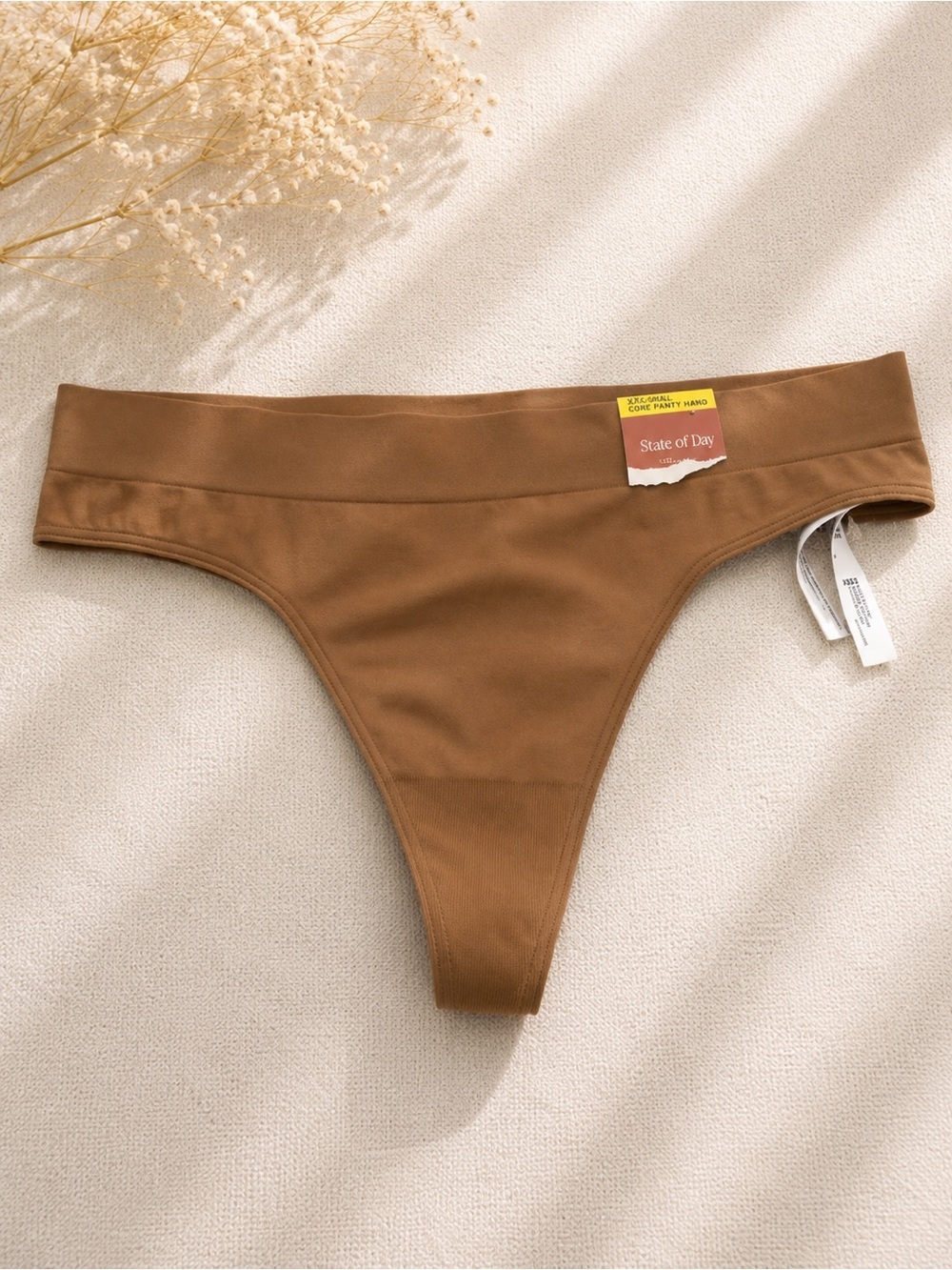 Women's Brown Cotton-Blend Thong Panty